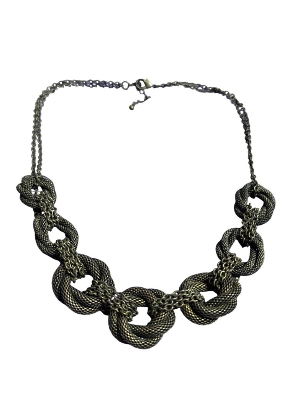 Bronze Color Chunky Statement Mesh Chain Necklace 17 - 19 inches Long